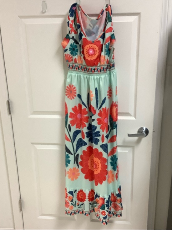 SHEIN Dresses & Skirts - Women Floral Maxi Dress - Mint with Coral & Navy